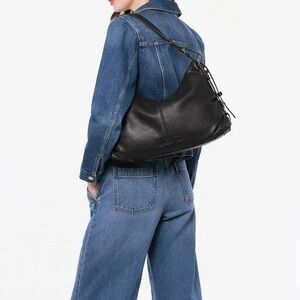 American Leather Co Black Leather Hobo Bag